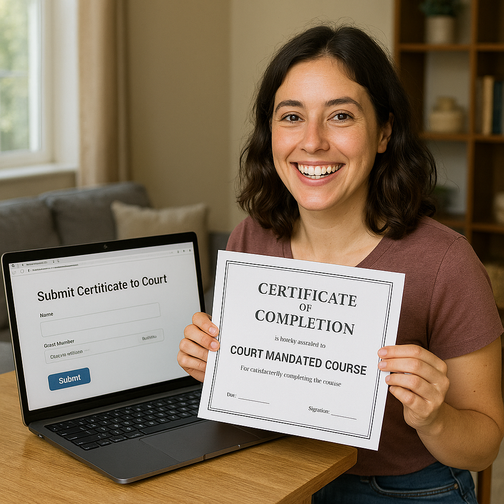 Submitting court certificate online through computer